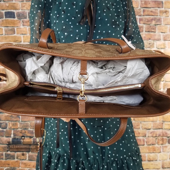 Coach drawstring pvc Large tote khaki saddle bag - Picture 7 of 8